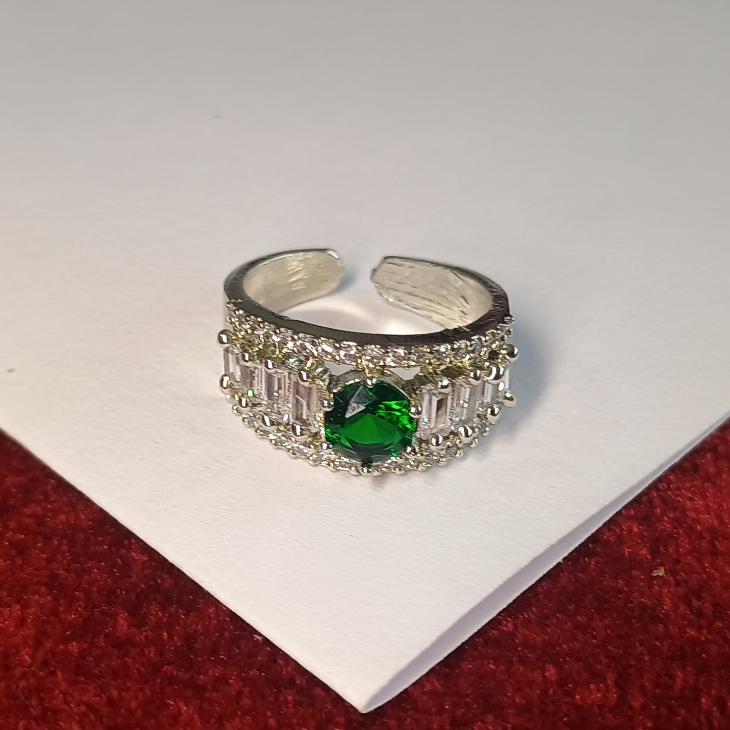 Green Gem American Diamond Ring