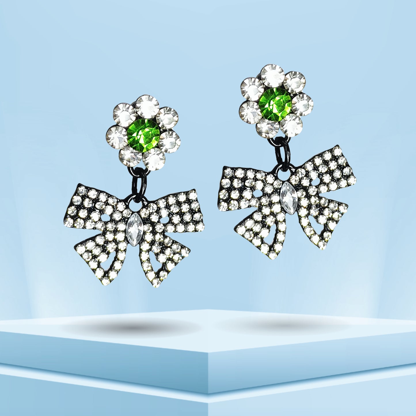 Butterfly Green Stone AD Earrings