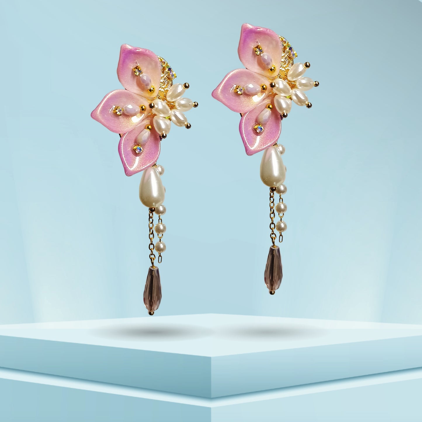 Pink Petal Long Earrings