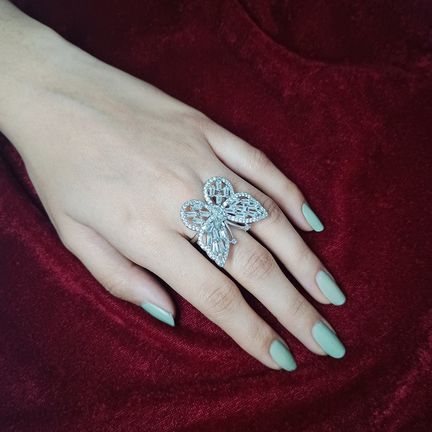 Butterfly AD Silver Plated Ring