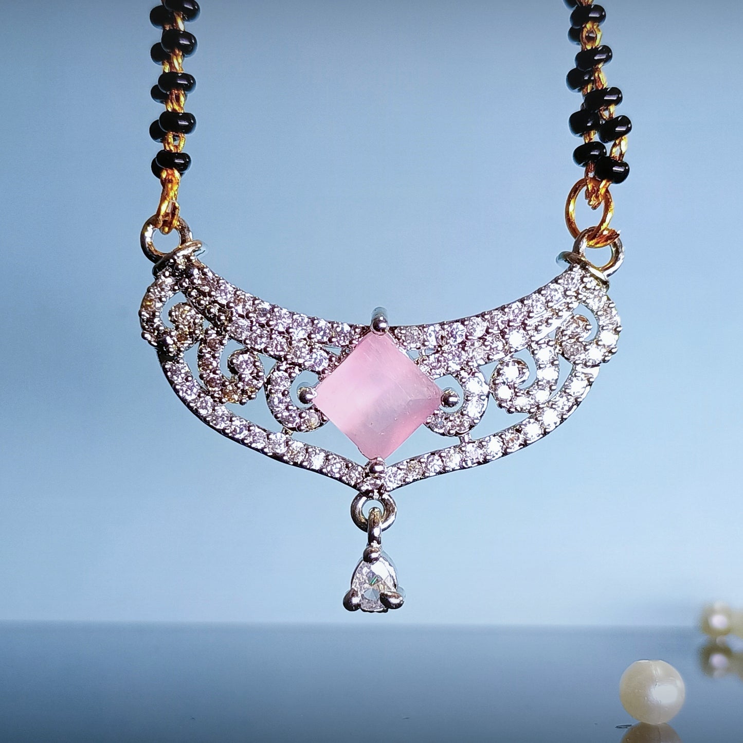 Silver Plated American Diamond Mangalsutra