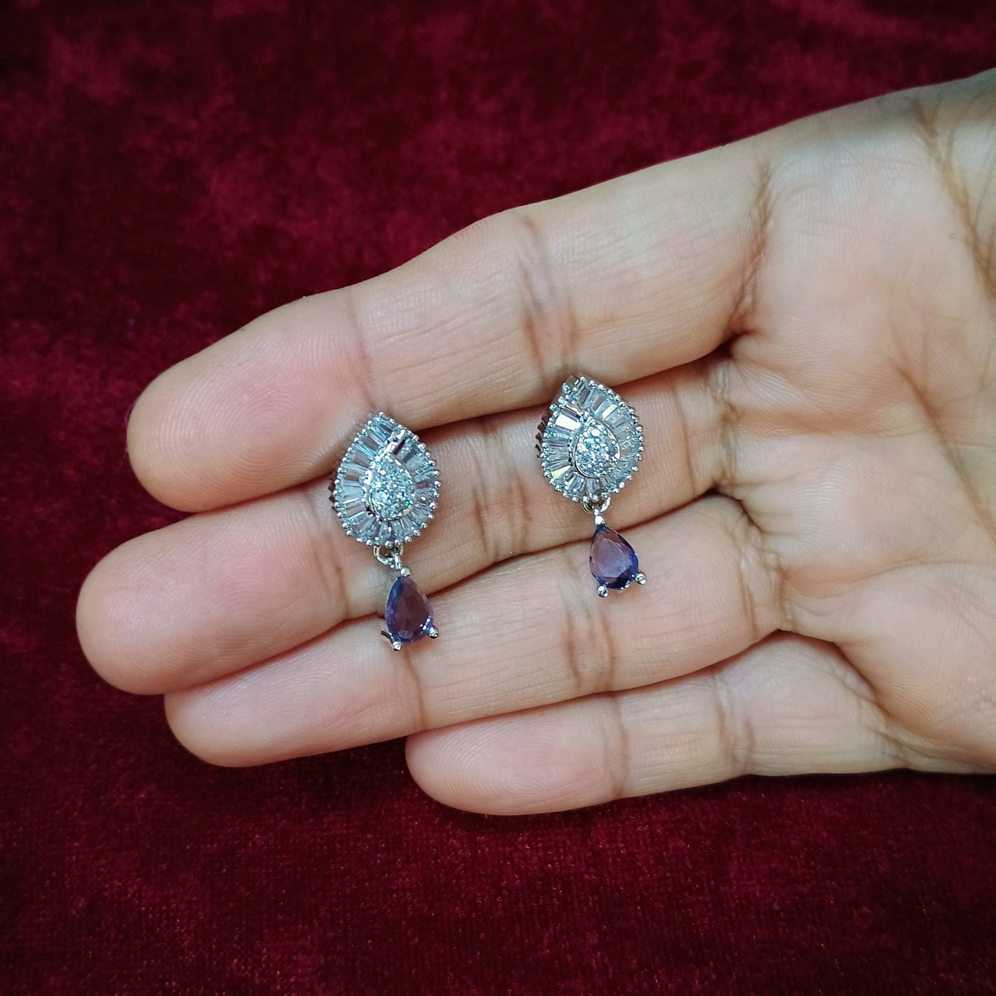 Silver Plated Purple Crystal Studs
