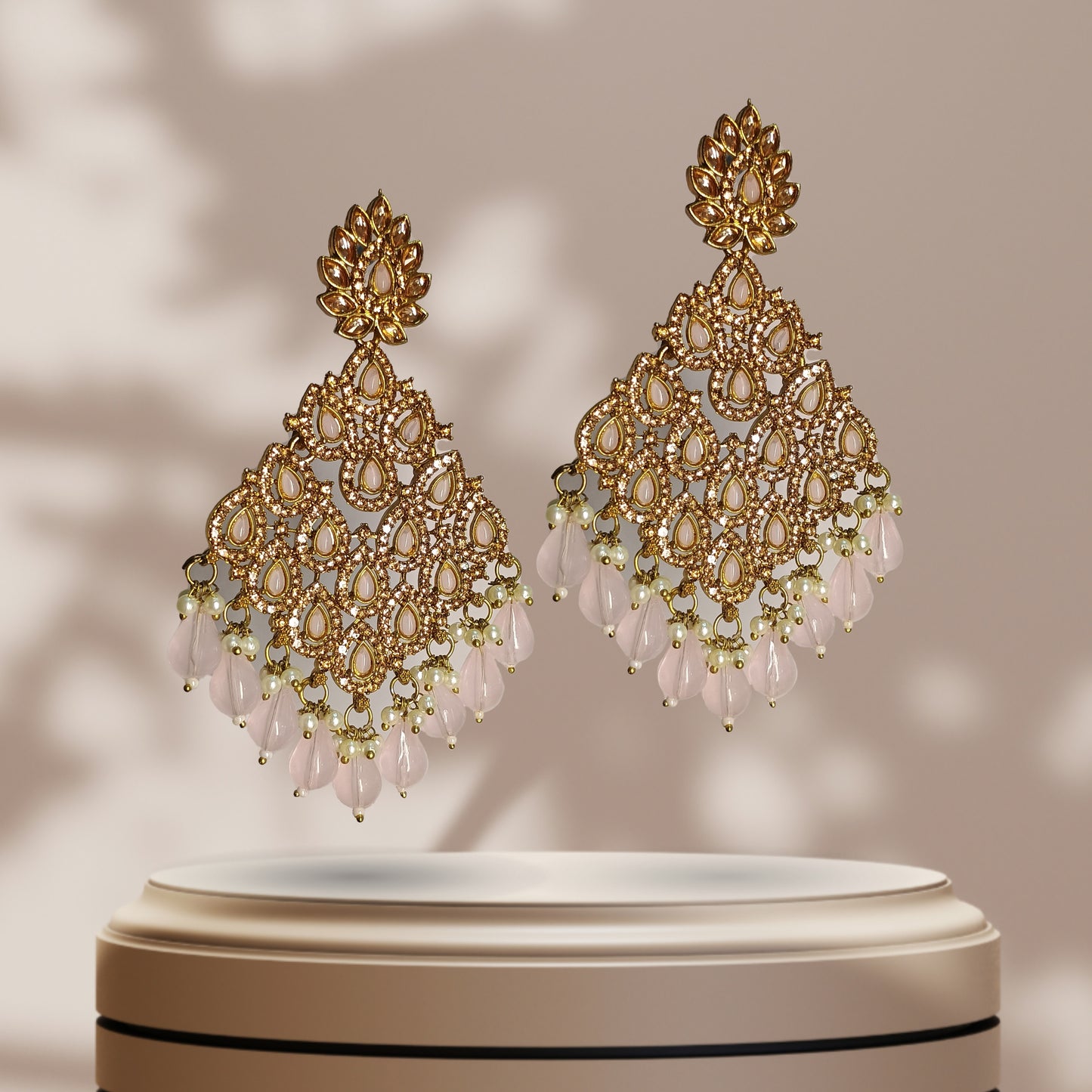 Gold Plated Kundan Long Traditional Earrings