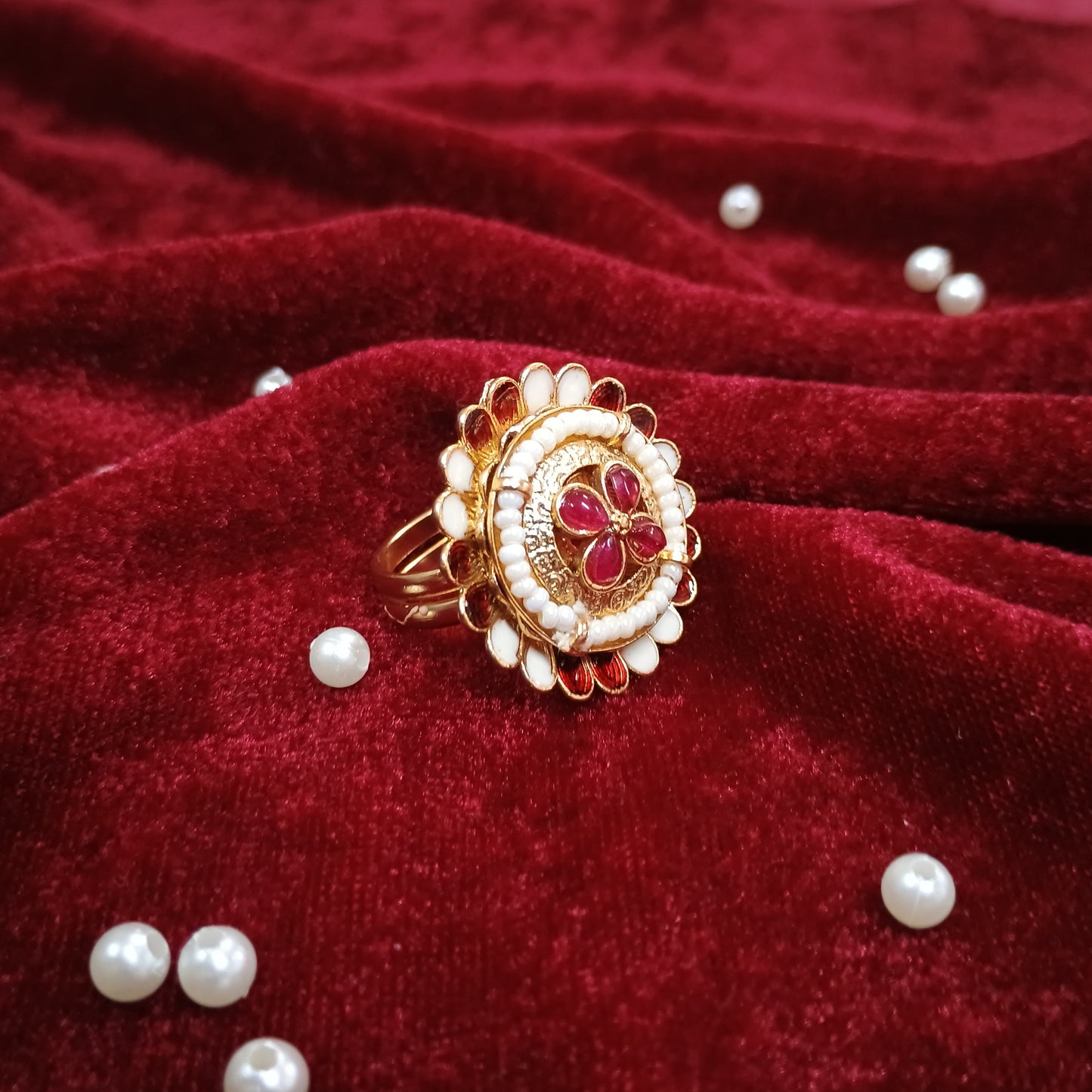 Red and White Gold Plated Ring
