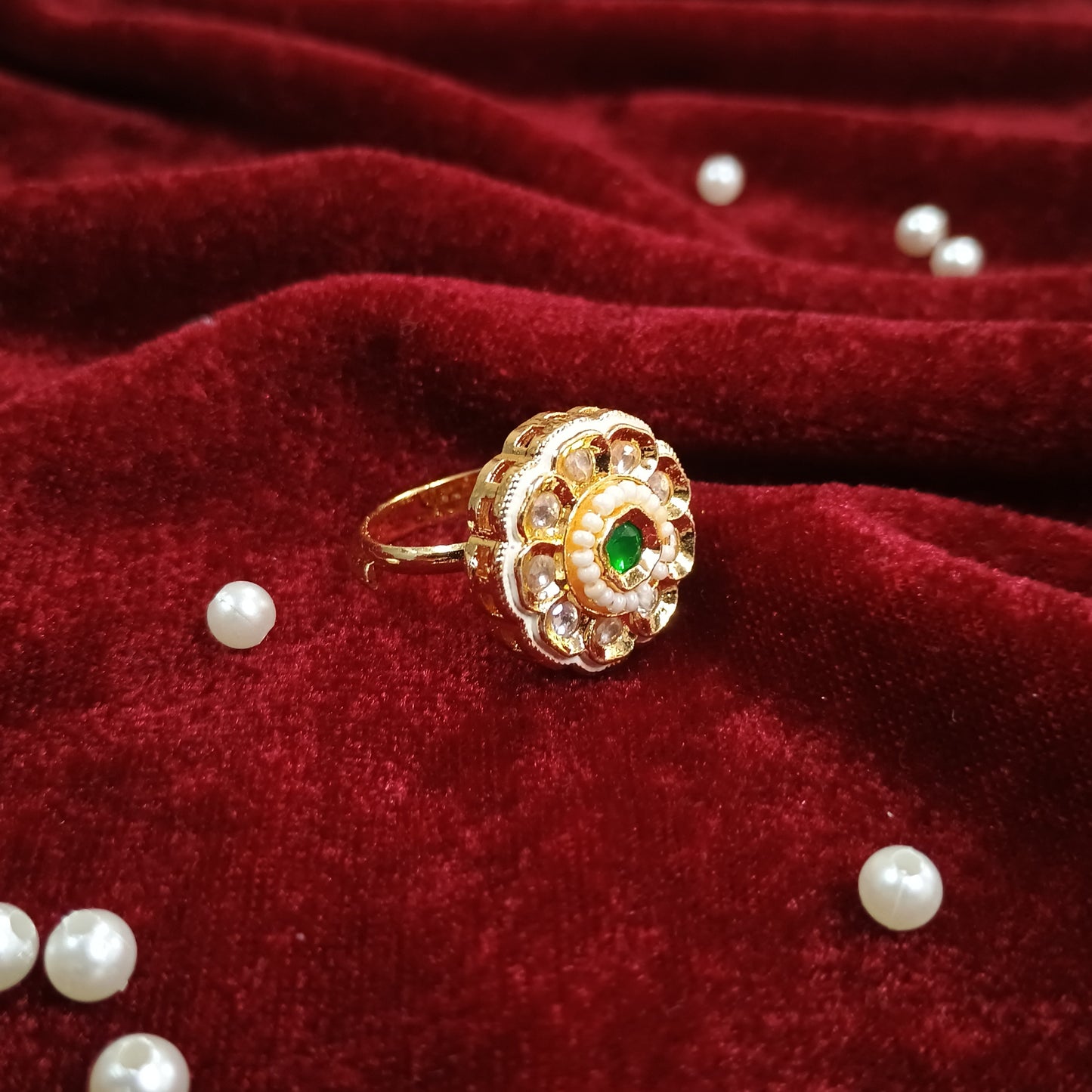 Gold Plated Kundan Ring