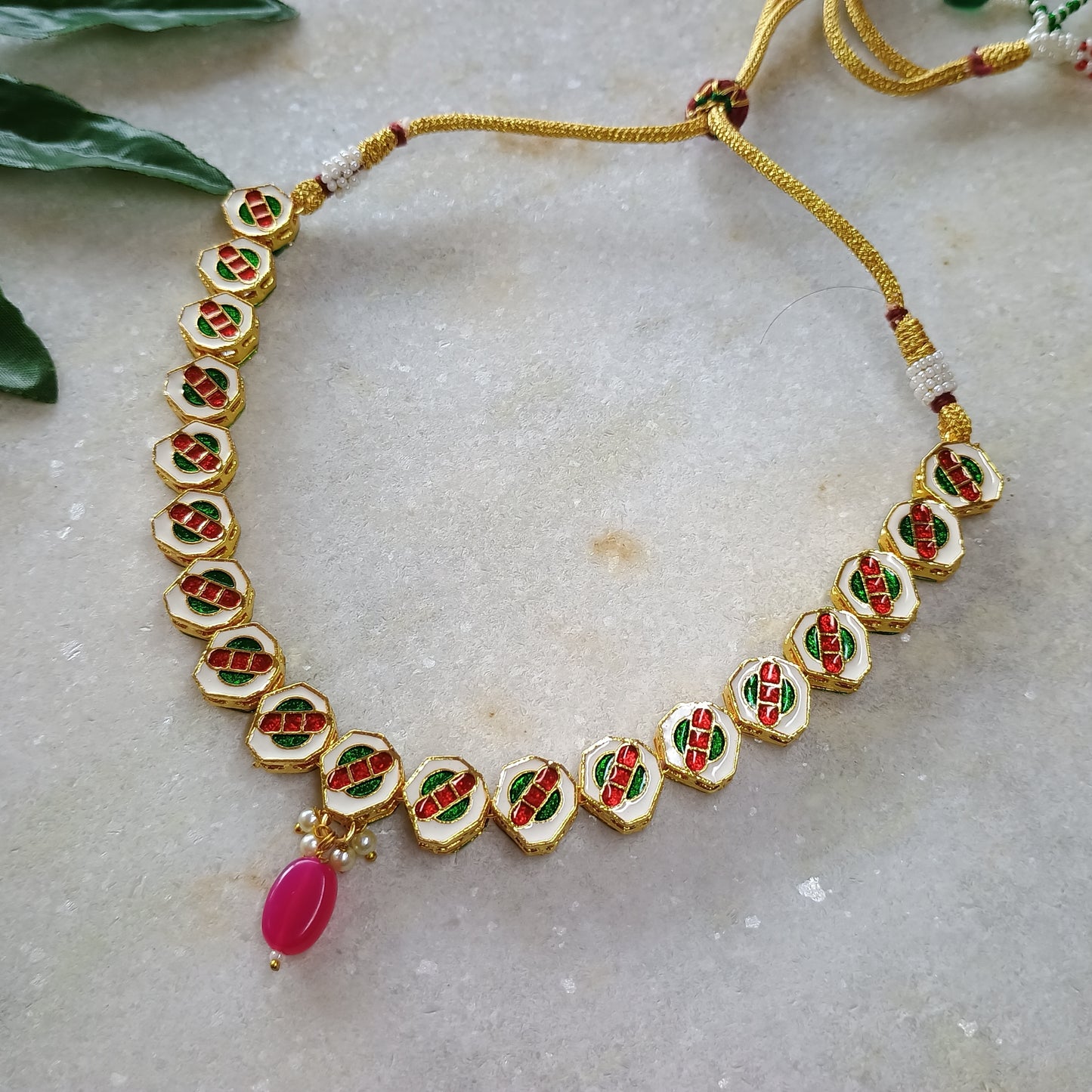 Pink Pearl Kundan Set