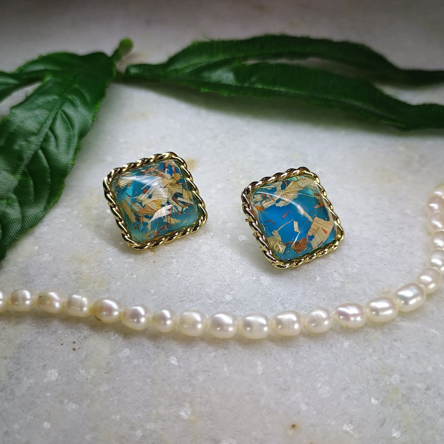 Gold Plated Blue Antique Studs
