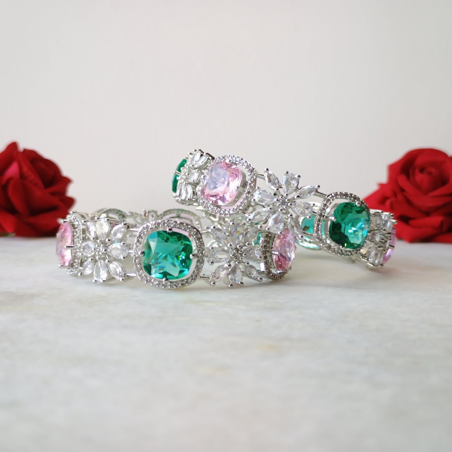 Silver Plated Crystal Kada