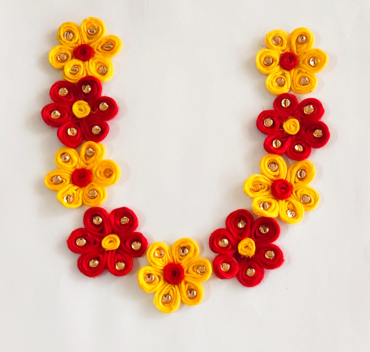 Yellow Red Flower Handmade Cotton Garland
