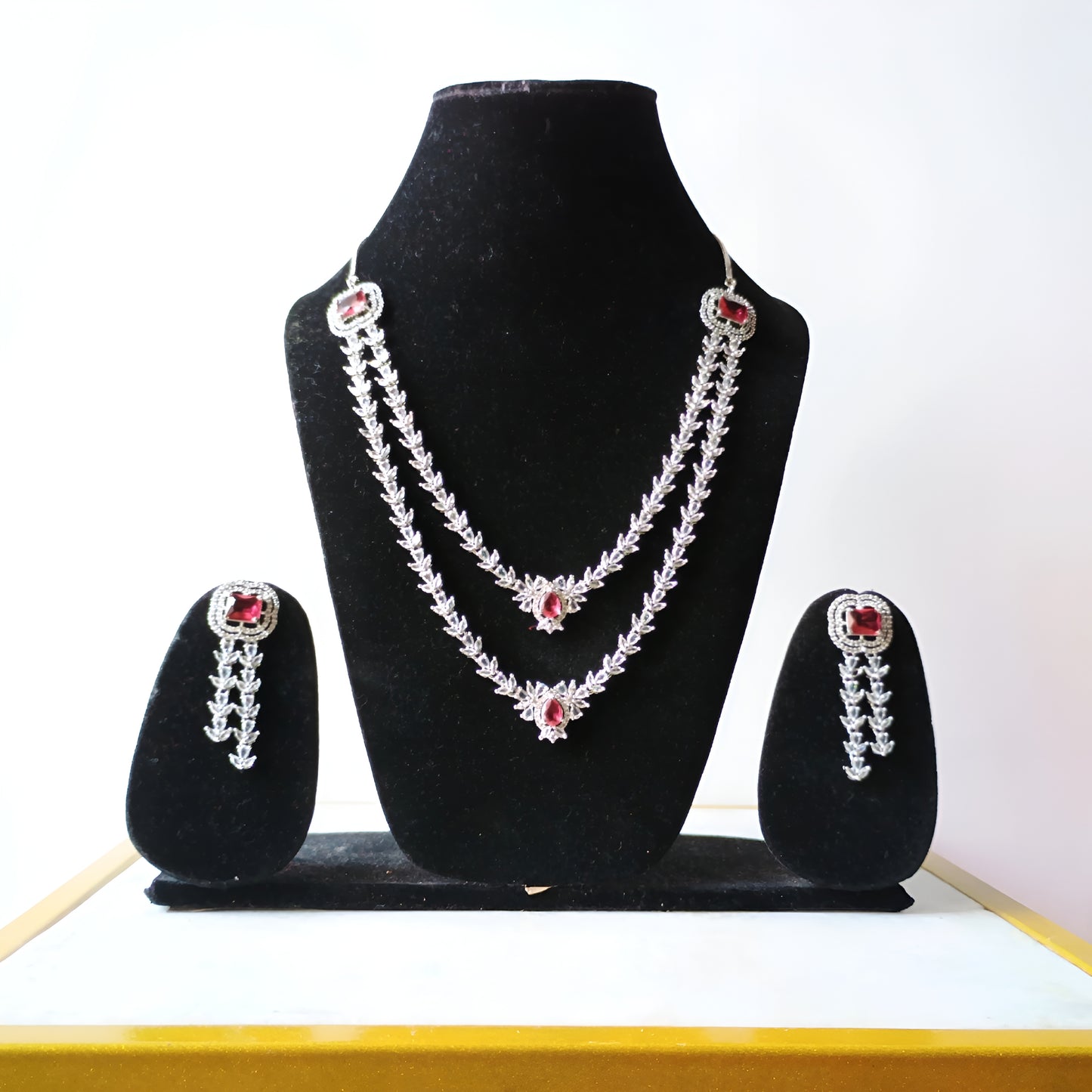 Ruby Crystal AD Necklace Set