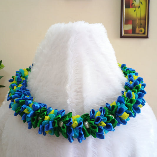 Blue-Green Handmade Ribbon Garland
