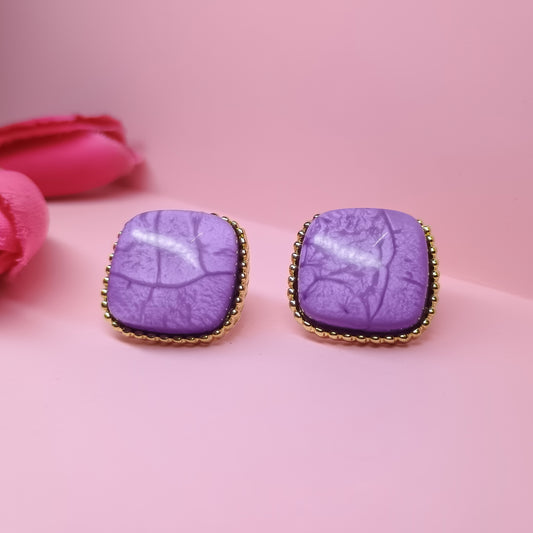 Elegant Square Shaped Purple Studs