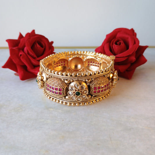 Antique Gold Plated Wide Kada
