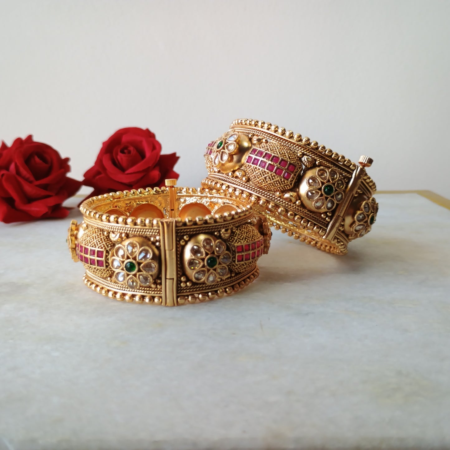 Antique Gold Plated Wide Kada