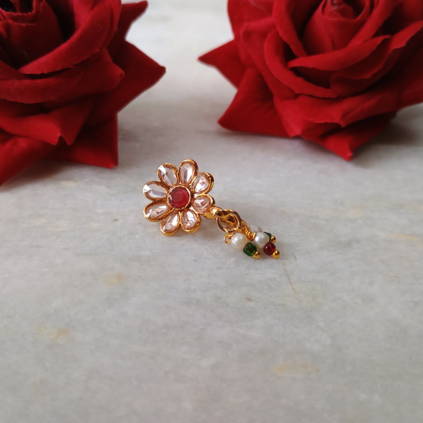 Gold Plated Floral Nose Pin