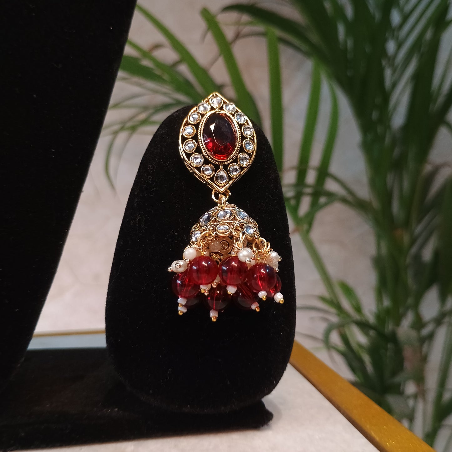 Elegant Ruby Stone Choker Set with Maangtika