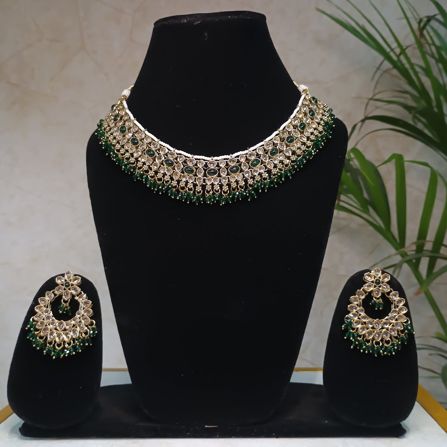 Elegant Stone Gold Plated Jewellery Set with Maangtika