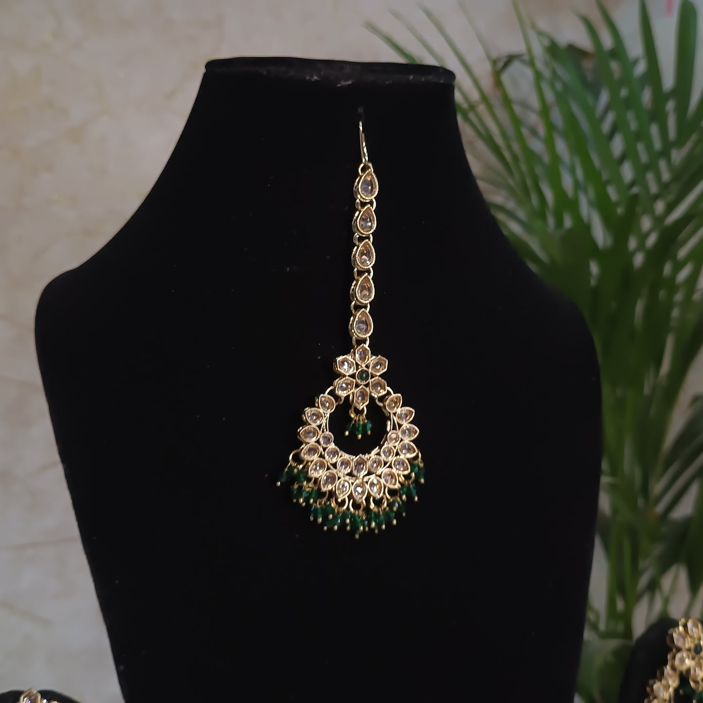 Elegant Stone Gold Plated Jewellery Set with Maangtika