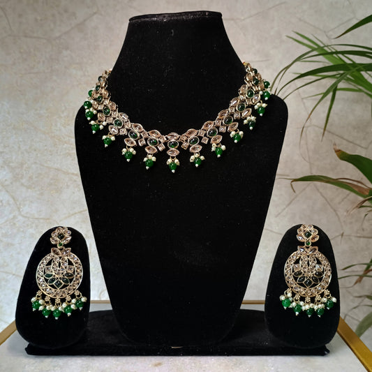 Elegant Stone Gold Plated Jewellery Set with Maangtika
