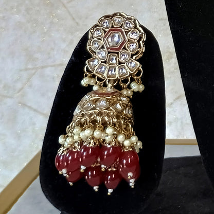 Elegant Kundan Red Stone Jewellery Set with Maangtika