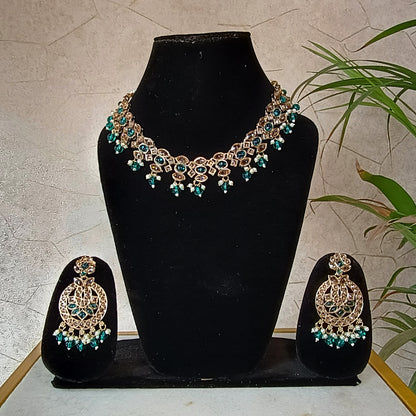 Elegant Stone Gold Plated Jewellery Set with Maangtika