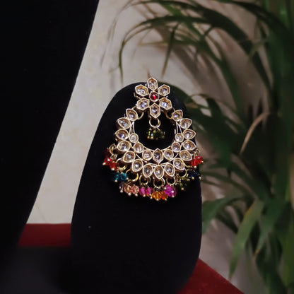 Elegant Stone Gold Plated Jewellery Set with Maangtika
