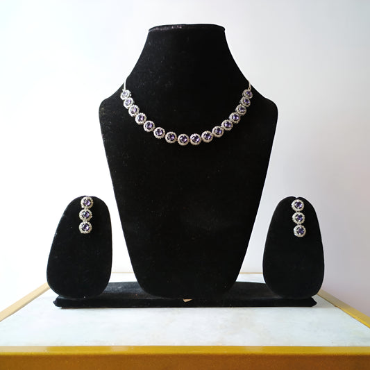 Elegant AD Lavender Crystal Necklace Set