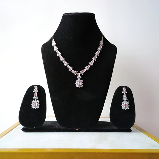 Baby Pink AD Jewellery Set