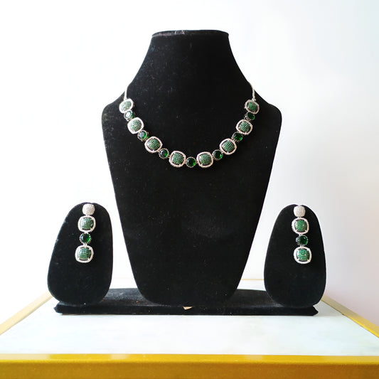 Emerald Crystal AD Jewellery Set