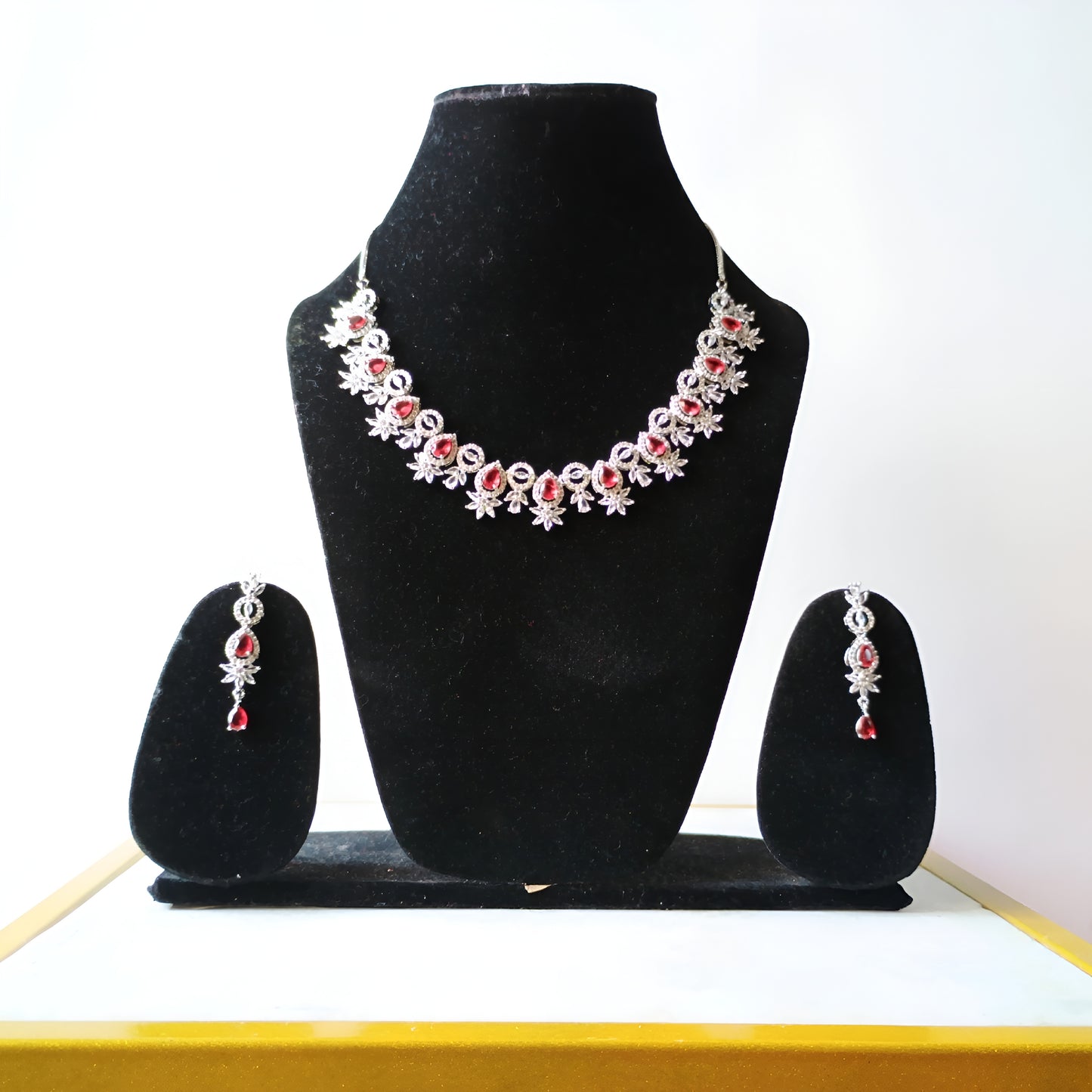 Ruby Crystal AD Necklace Set