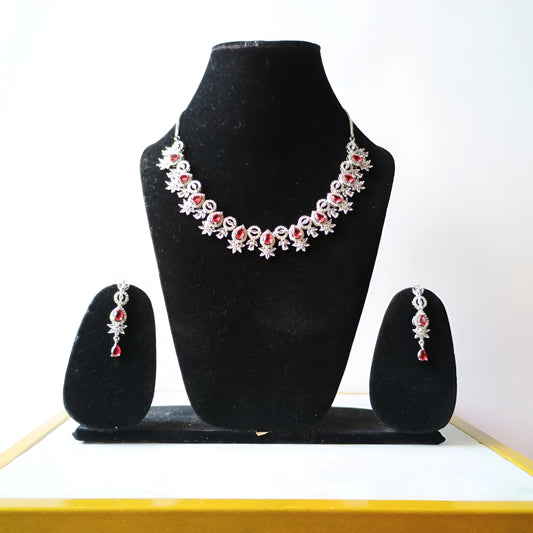 Ruby Crystal AD Necklace Set