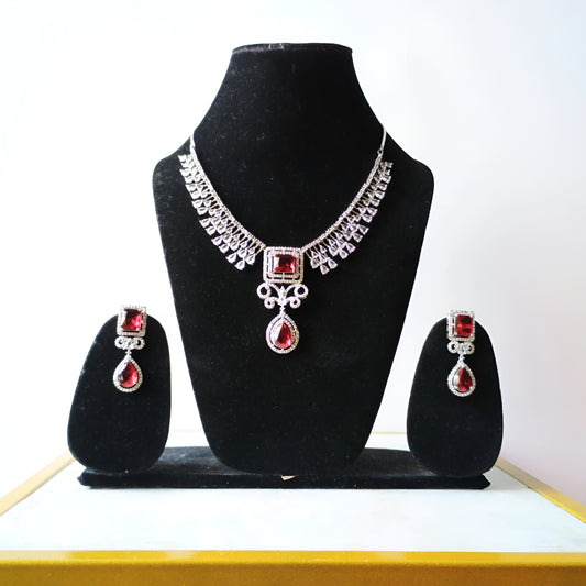 Ruby Crystal AD Necklace Set