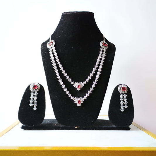 Ruby Crystal AD Necklace Set