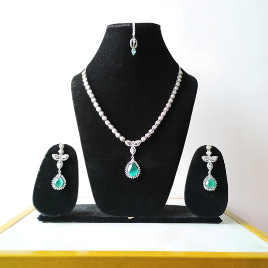 Aqua Crystal AD Necklace Set