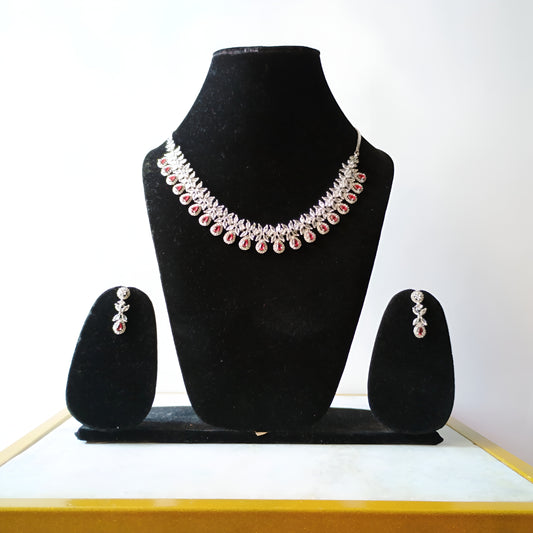 Ruby Crystal AD Necklace Set