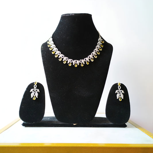 Yellow Crystal AD Necklace Set