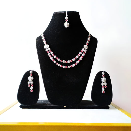Ruby Crystal AD Necklace Set